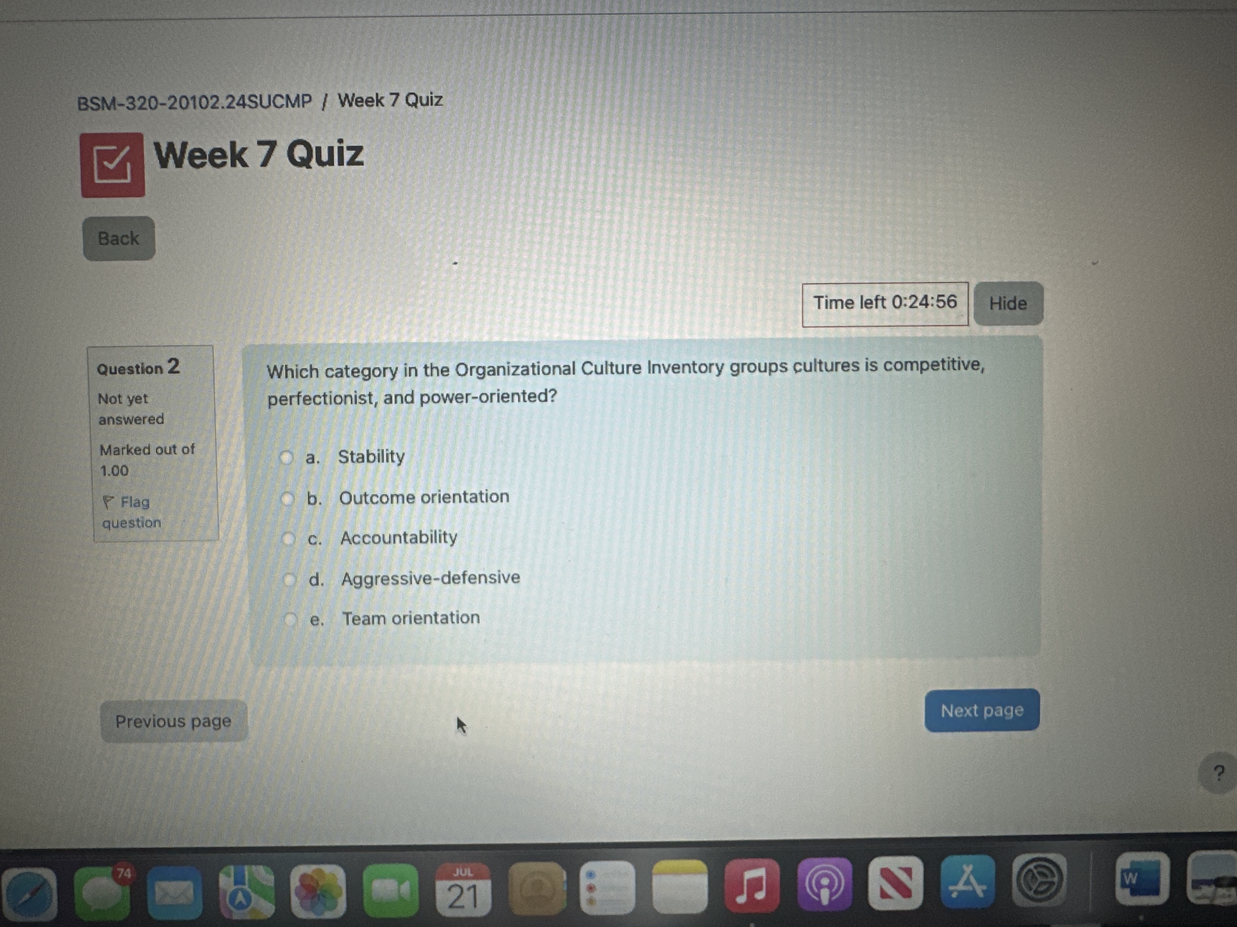 Which category in the Organizational Culture