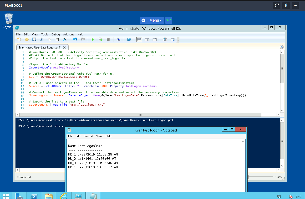 CYB 3 0 0 6 - 3 Activity: Scripting