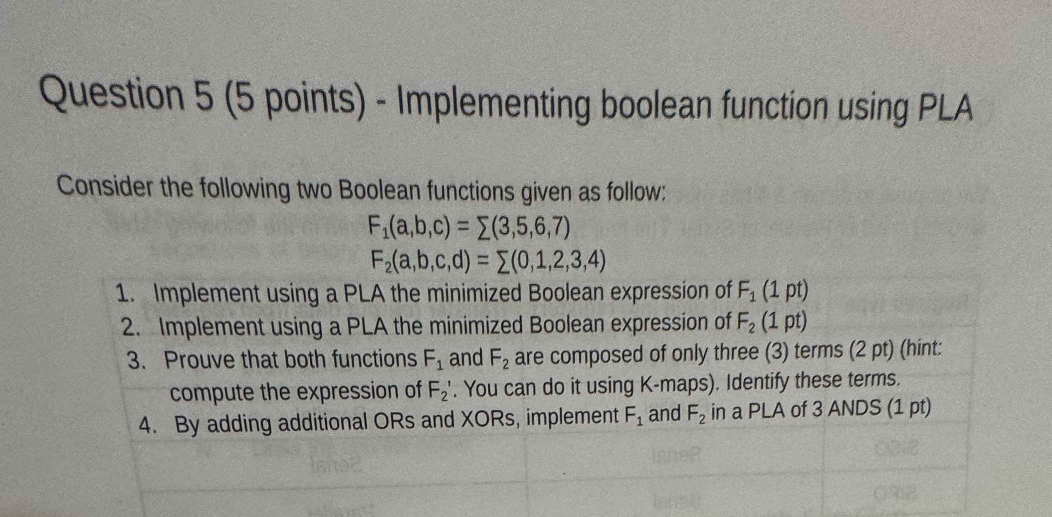 Question 5 ( 5 points ) - Implementing boolean