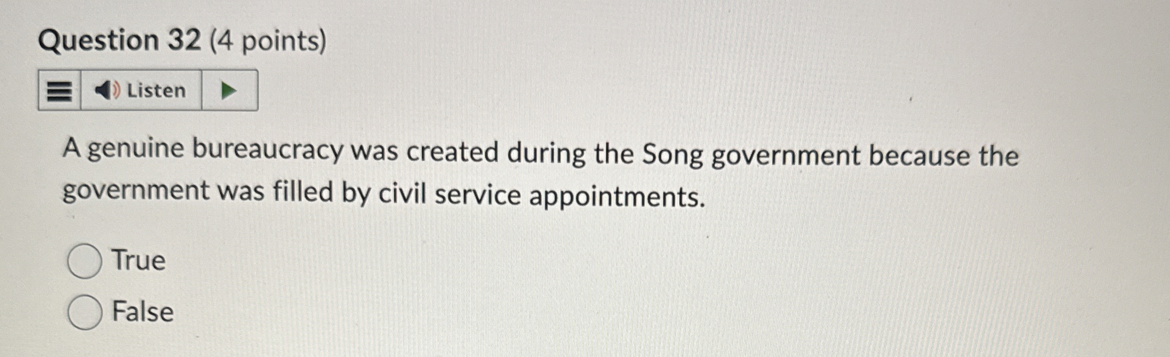 Question 3 2 ( 4 points ) Listen A genuine