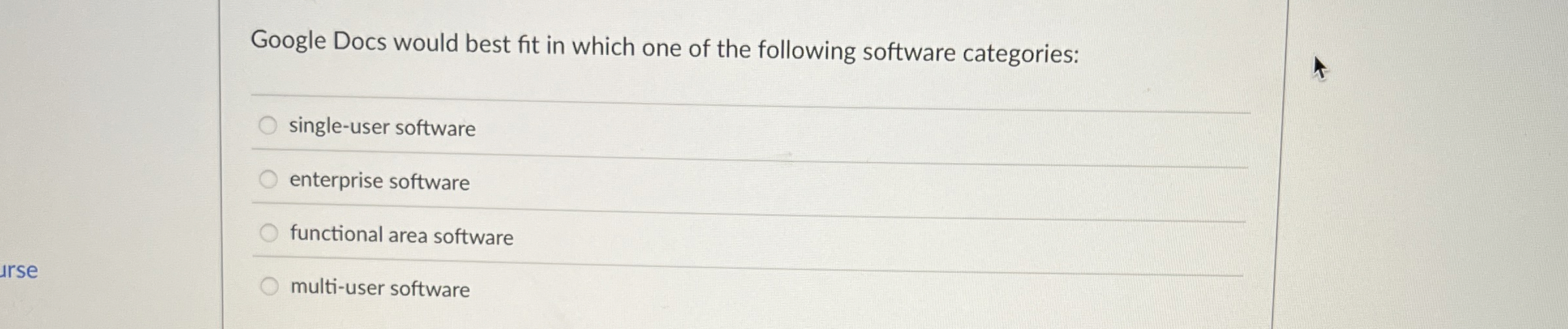 Google Docs would best fit in which one of the