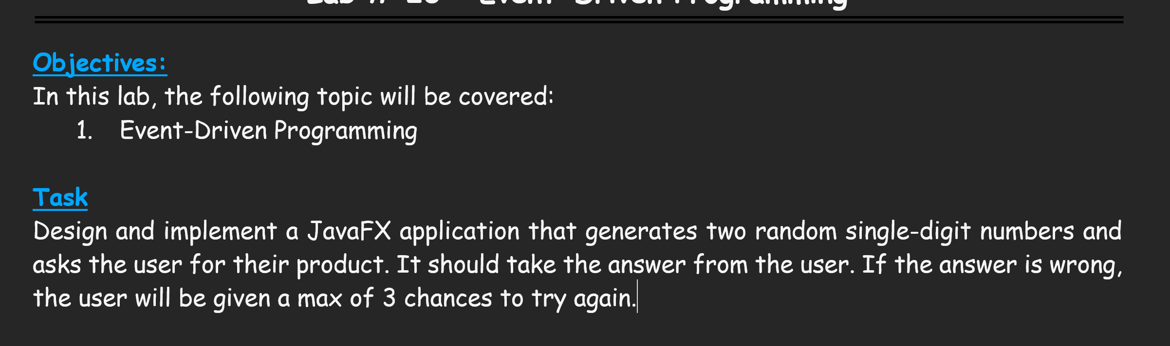 Objectives: In this lab, the following topic will