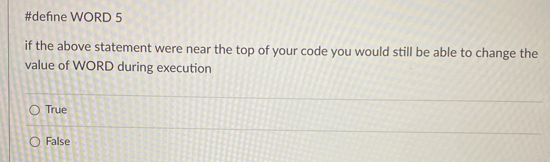 #define WORD 5 if the above statement were near