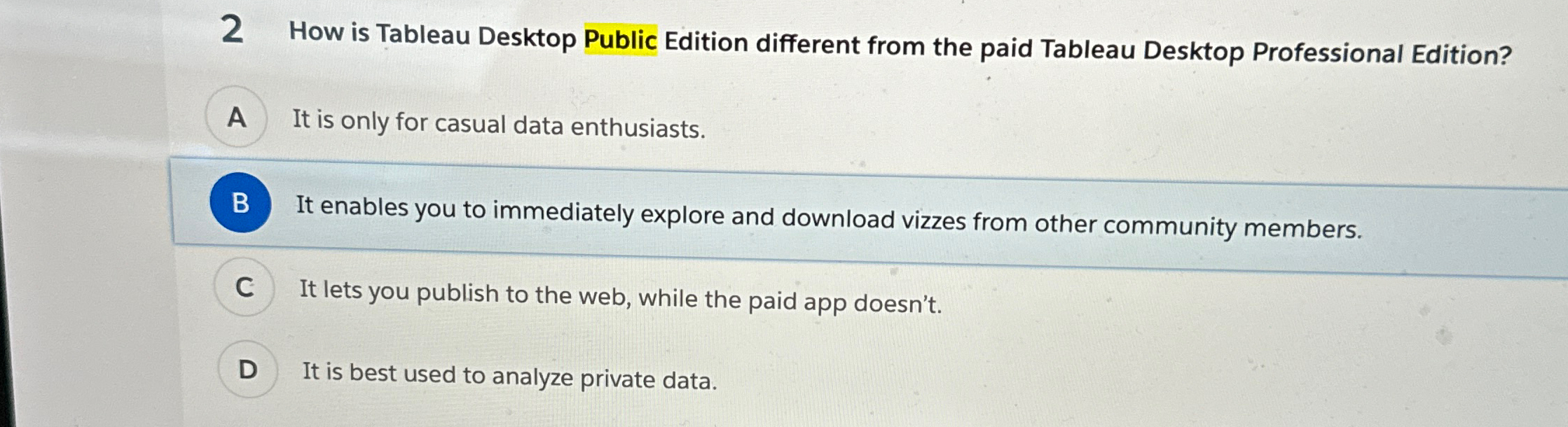 2 How is Tableau Desktop Public Edition different