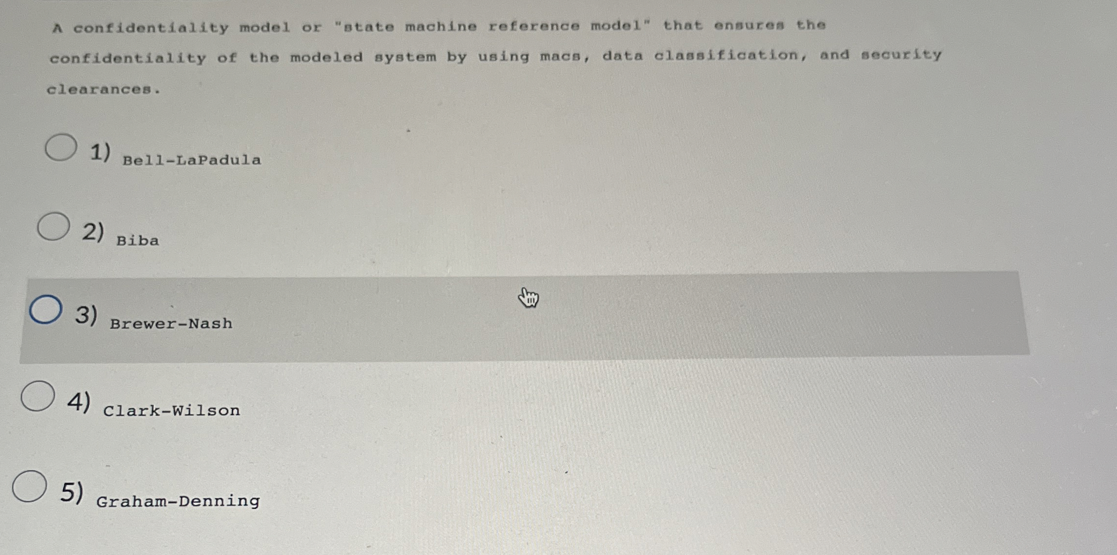 A confidentiality model or "state machine