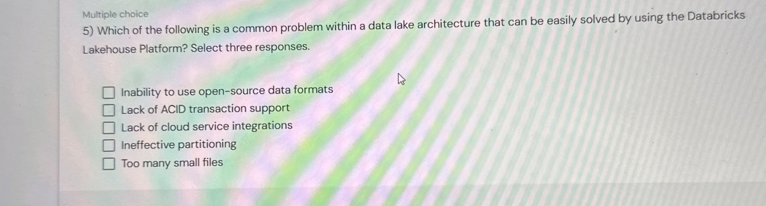 Multiple choice Which of the following is a