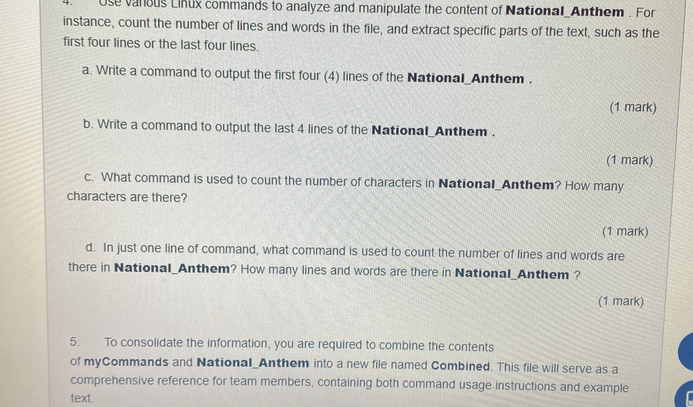 instance, count the number of lines and words in