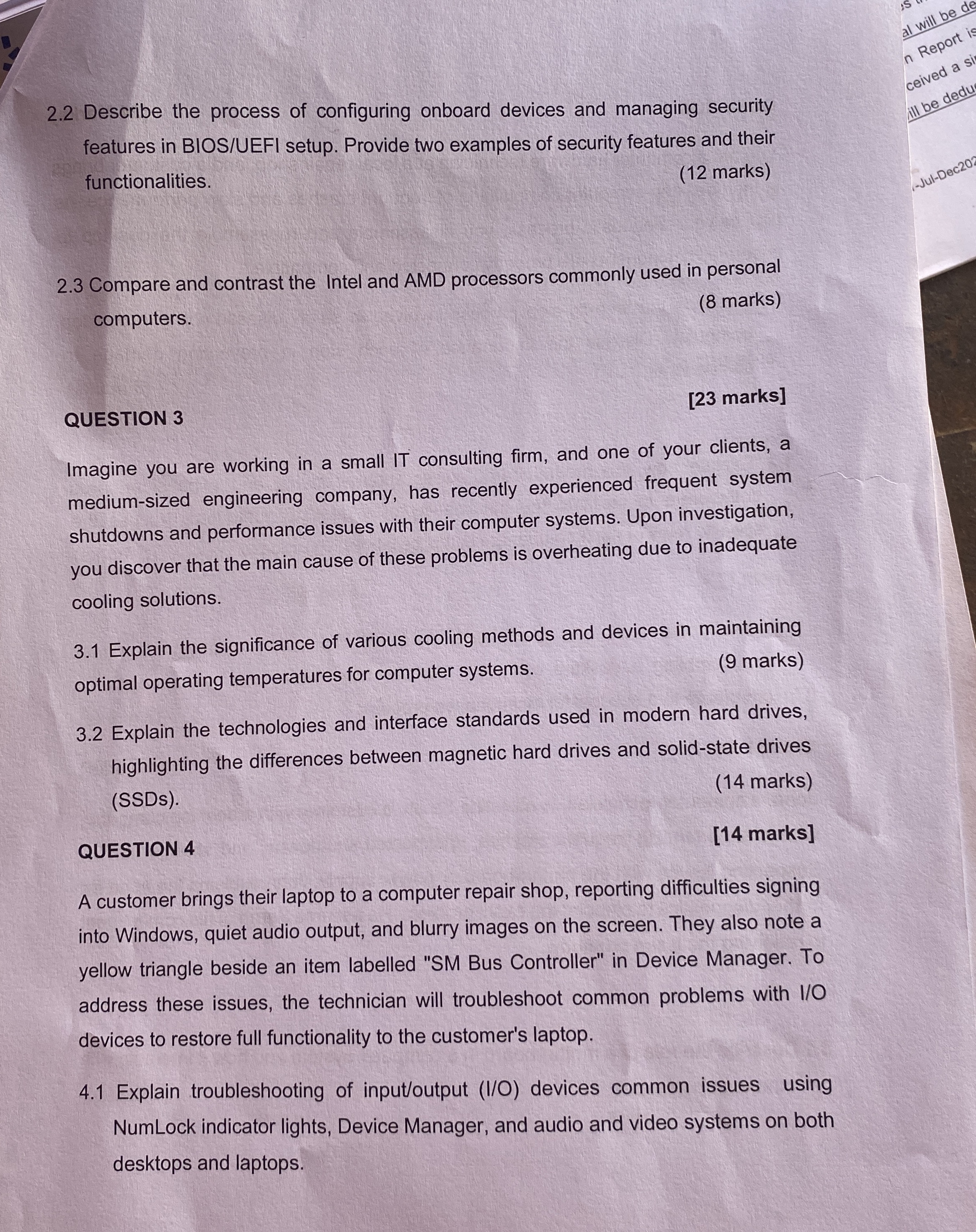 [ 2 4 Marks ] You are a computer hardware