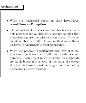 Write the unchecked exception class
