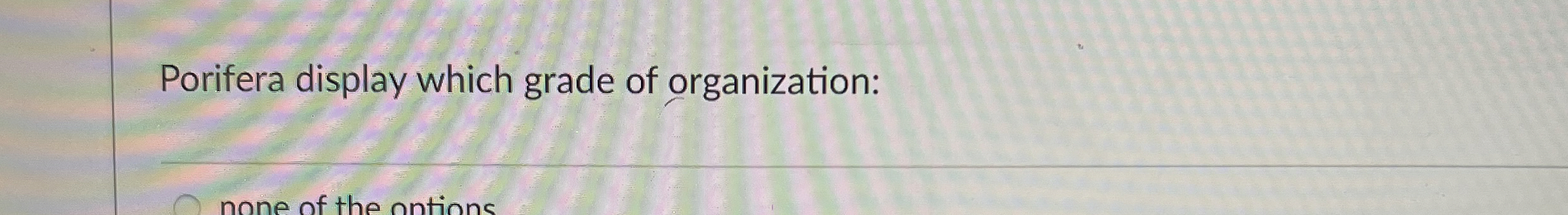 Porifera display which grade of organization: