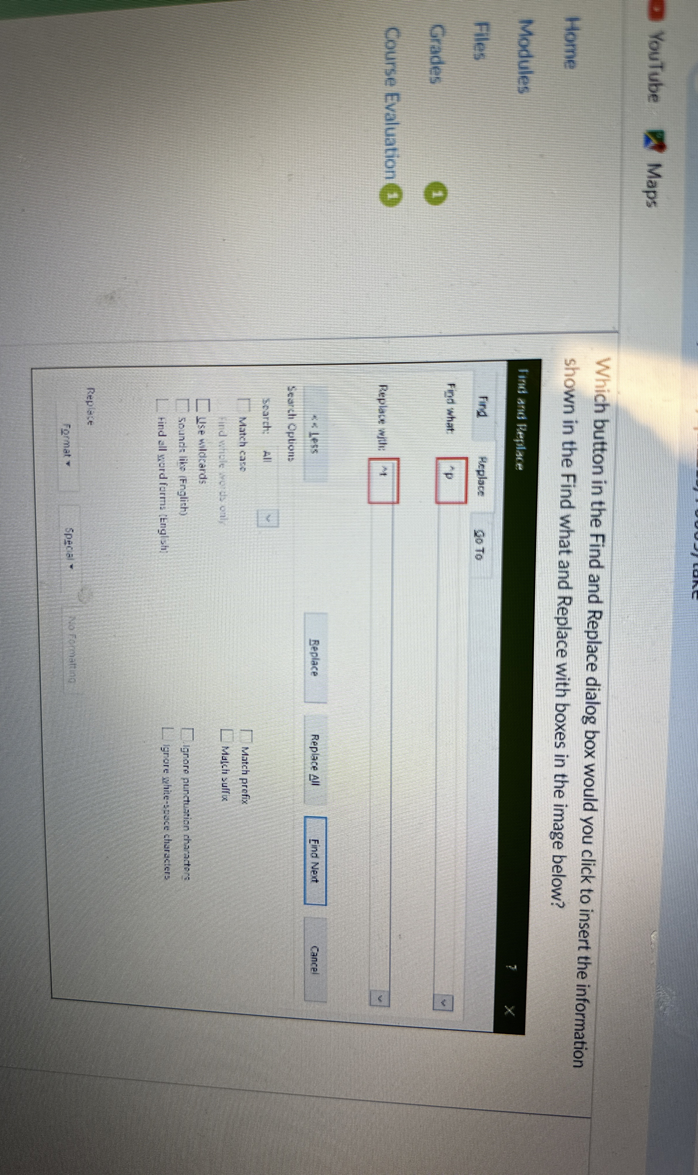 Which button in the Find and Replace dialog box