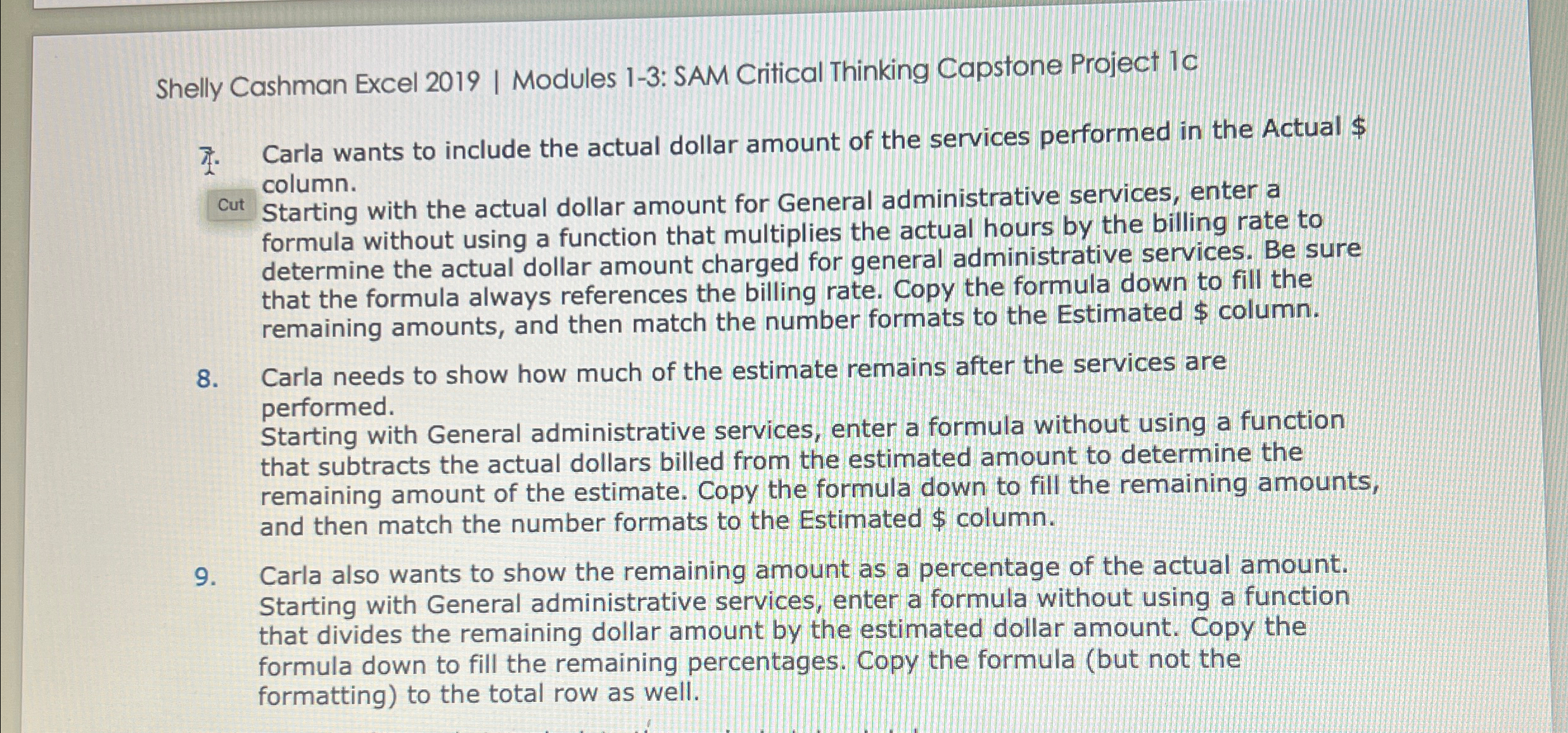 Shelly Cashman Excel 2 0 1 9 | Modules 1 - 3 :