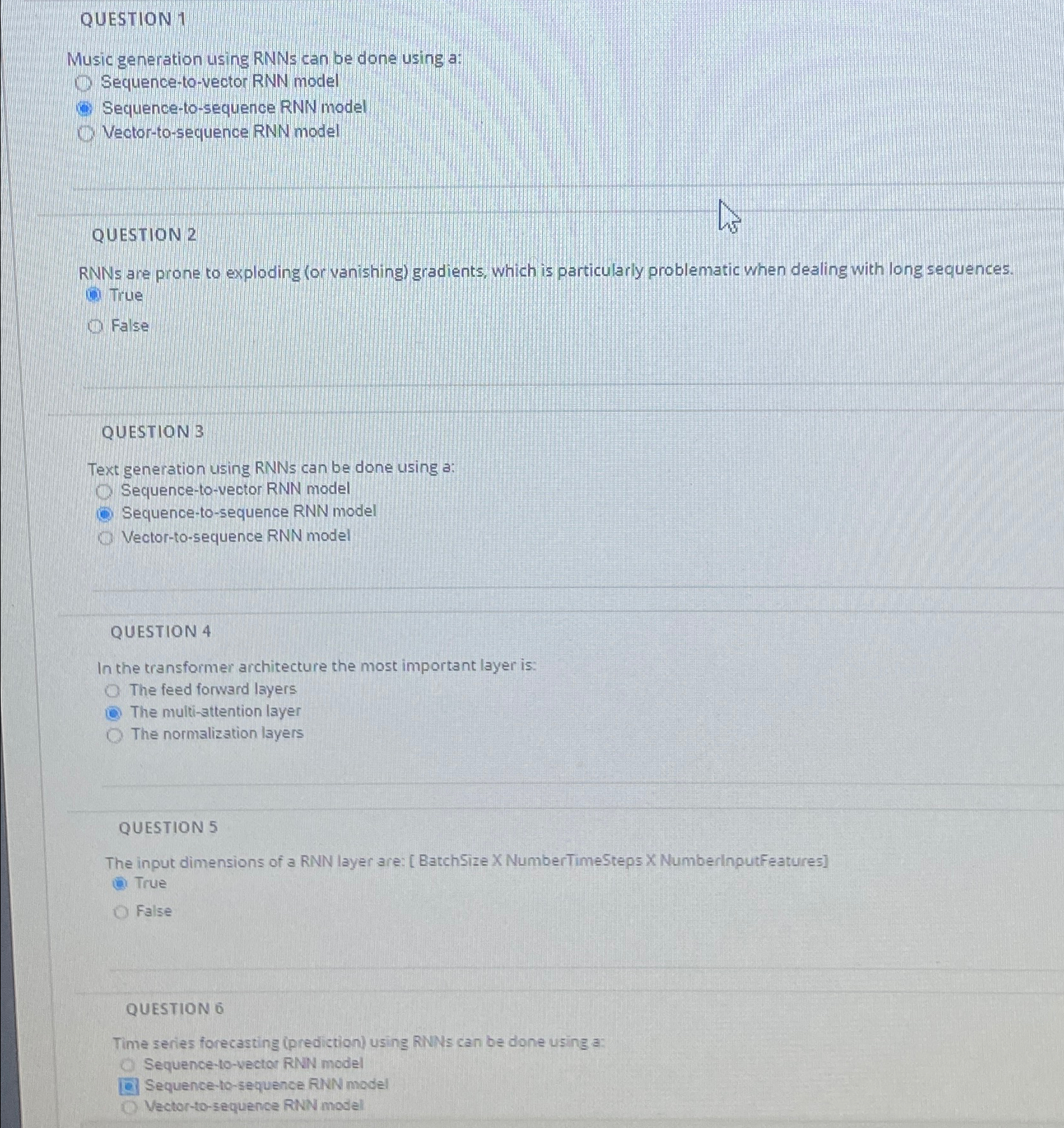 QUESTION 1 Music generation using RNNs can be