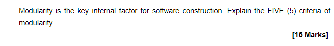 Modularity is the key internal factor for