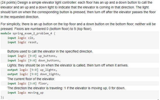 ( 2 4 points ) Design a simple elevator light