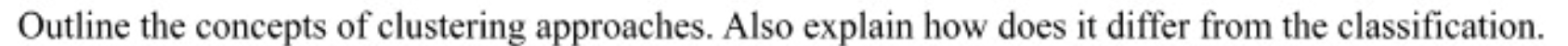 Outline the concepts of clustering approaches.