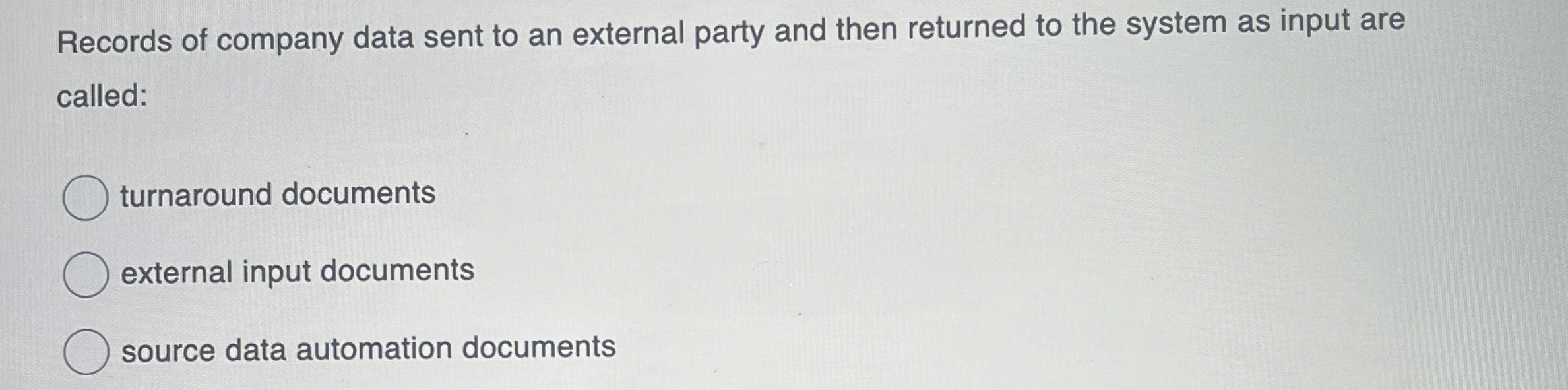 Records of company data sent to an external party