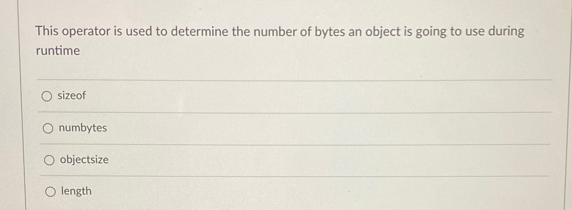 This operator is used to determine the number of