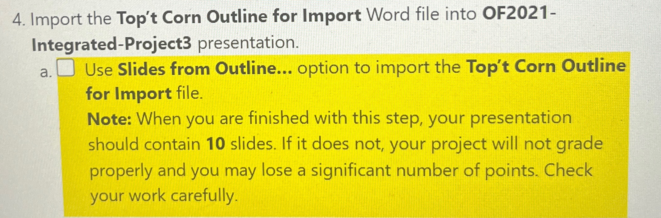 Import the Top't Corn Outline for Import Word