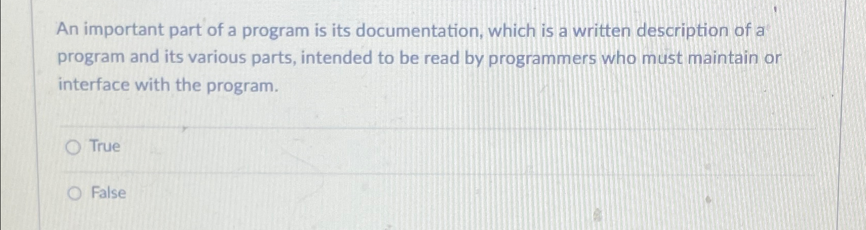 An important part of a program is its