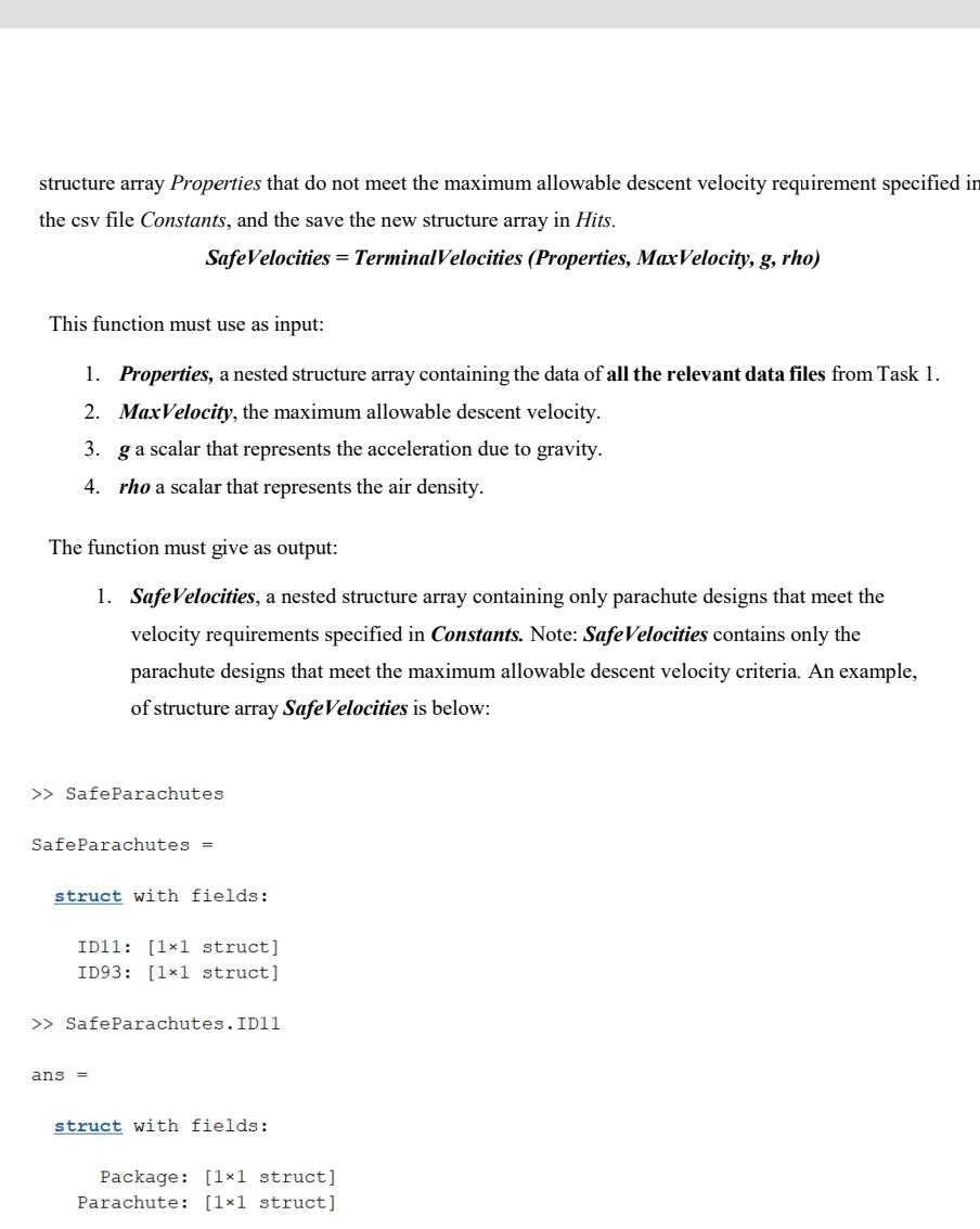 structure array Properties that do not meet the