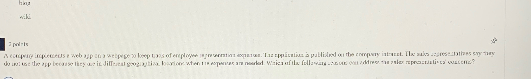 blog wiki 2 points A company implements a web app