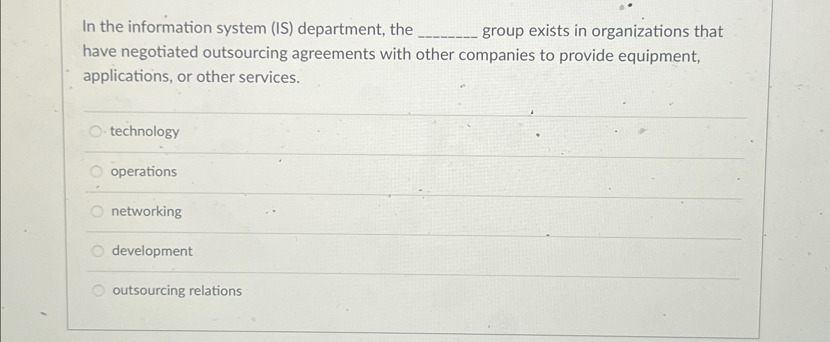 In the information system ( IS ) department, the