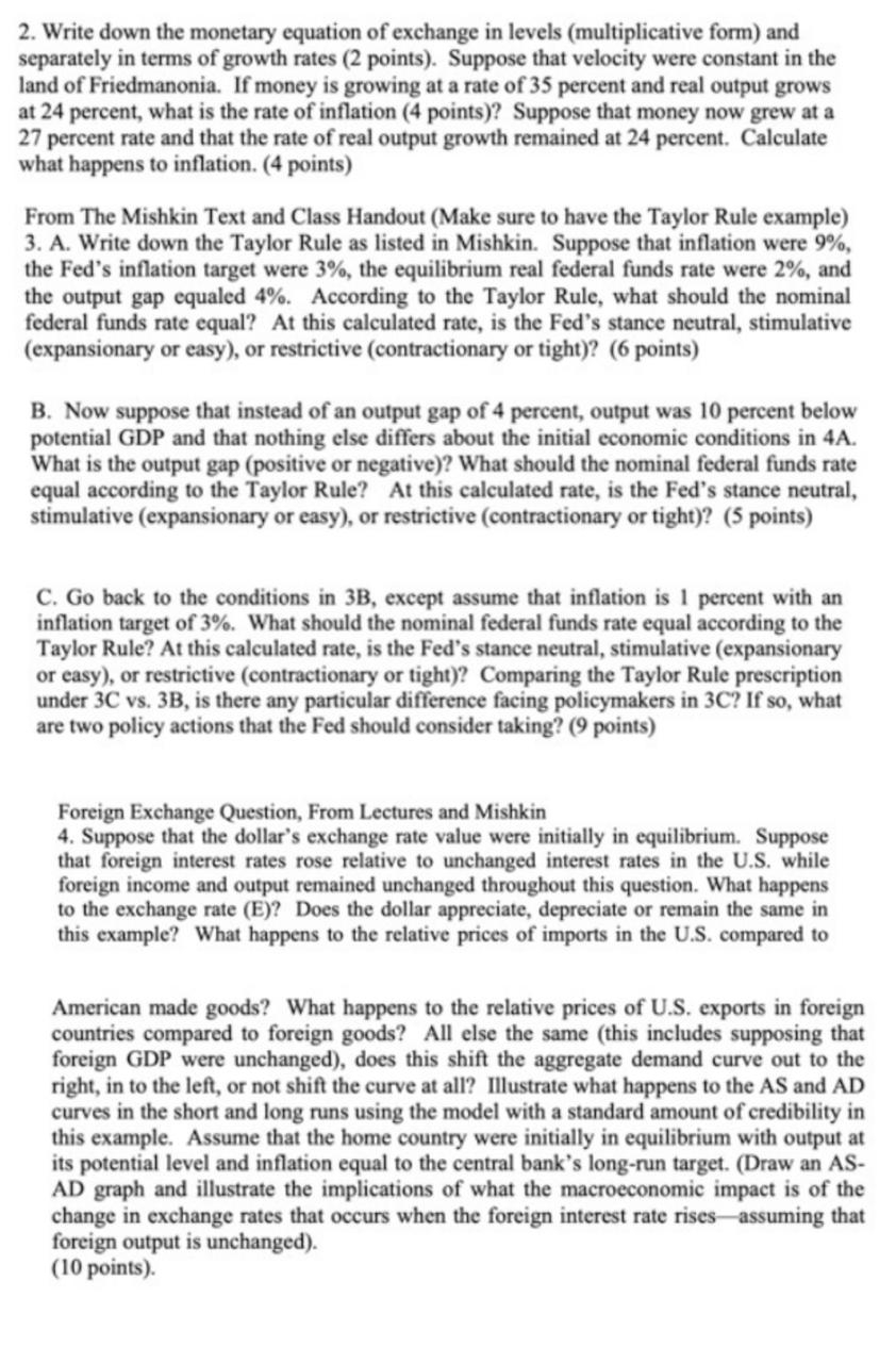 computer science Write down the monetary equation