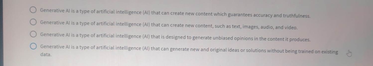 Generative Al is a type of artificial