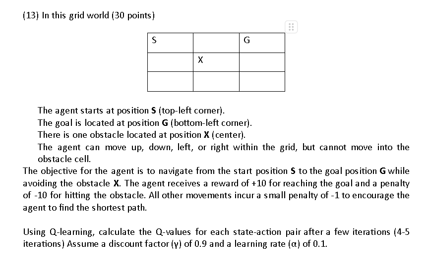 ( 1 3 ) In this grid world ( 3 0 points ) The