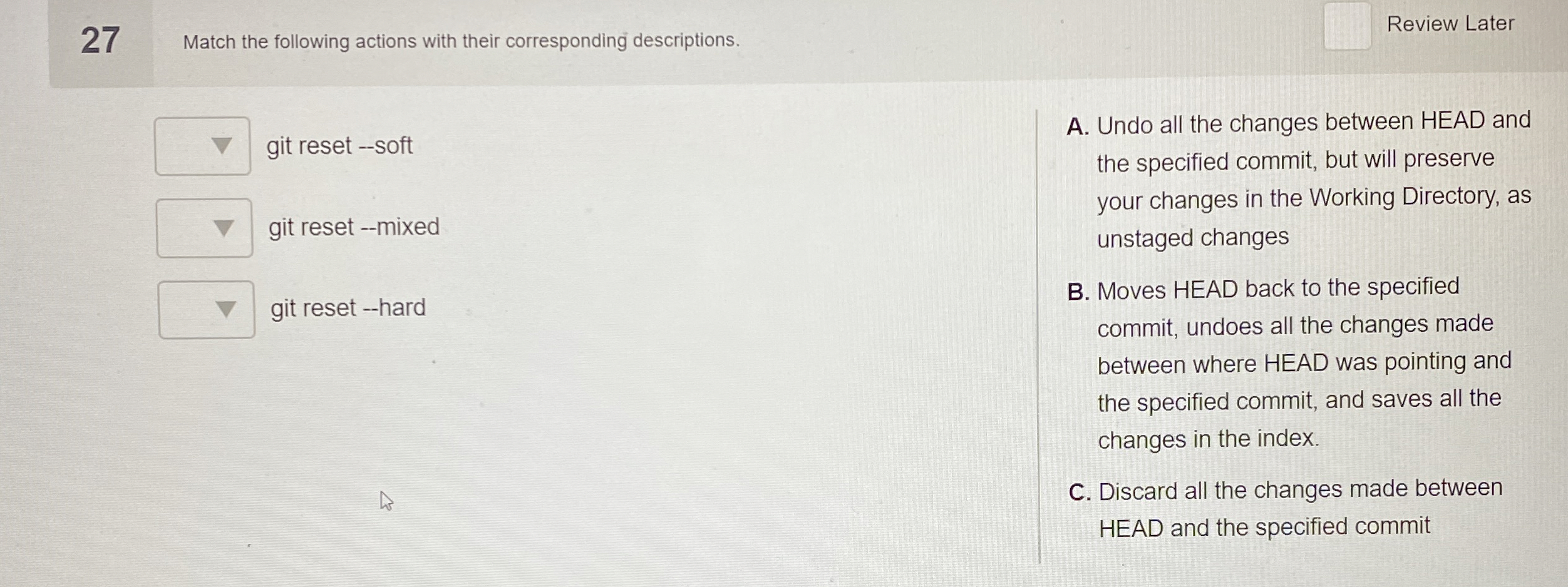 2 7 Match the following actions with their