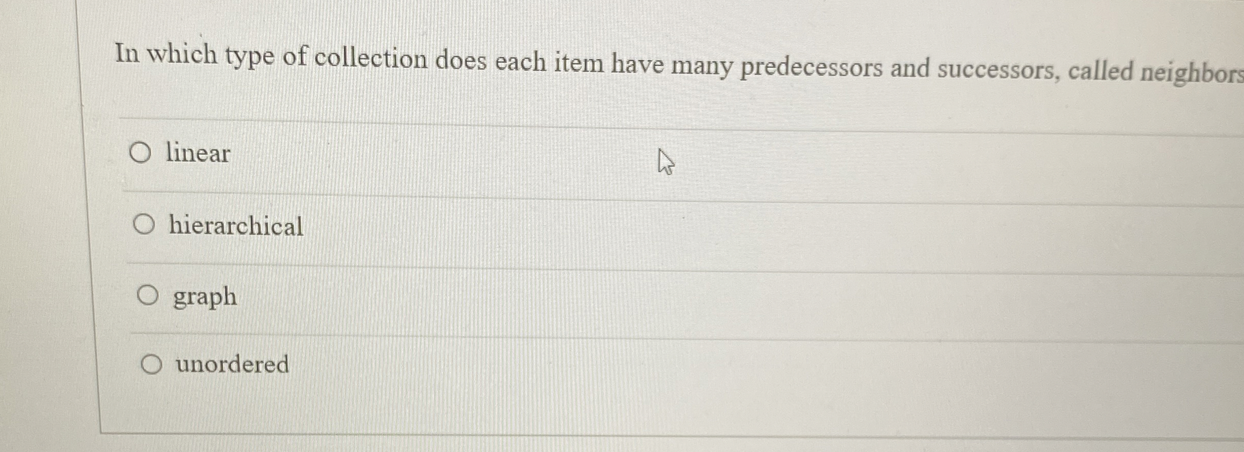 In which type of collection does each item have