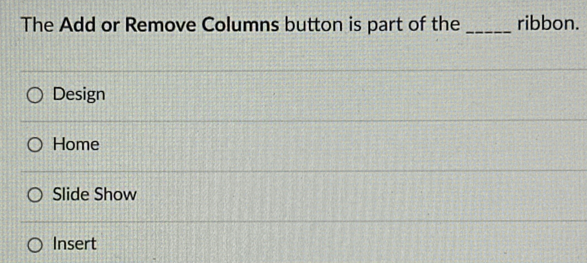 The Add or Remove Columns button is part of the