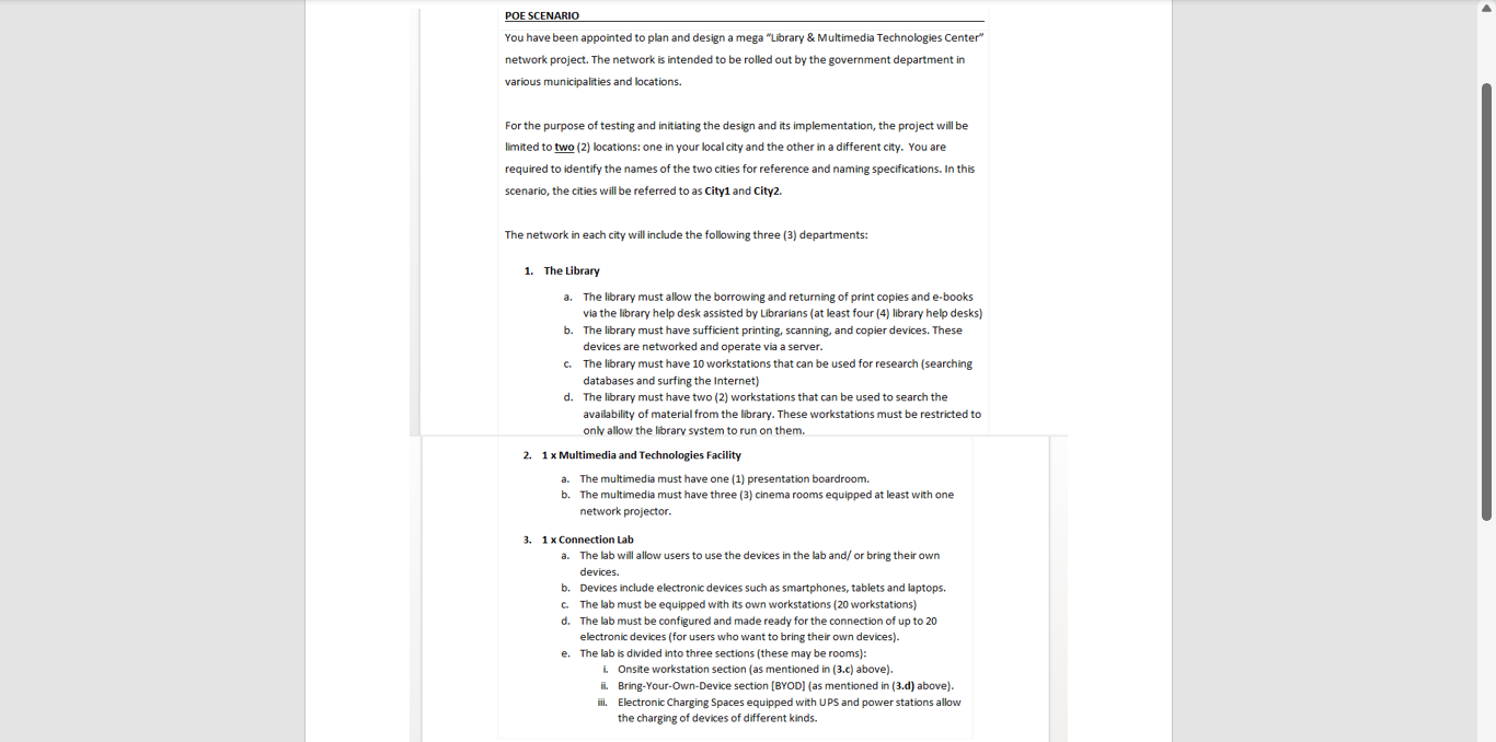 POE SCENARIO You have been appointed to plan and