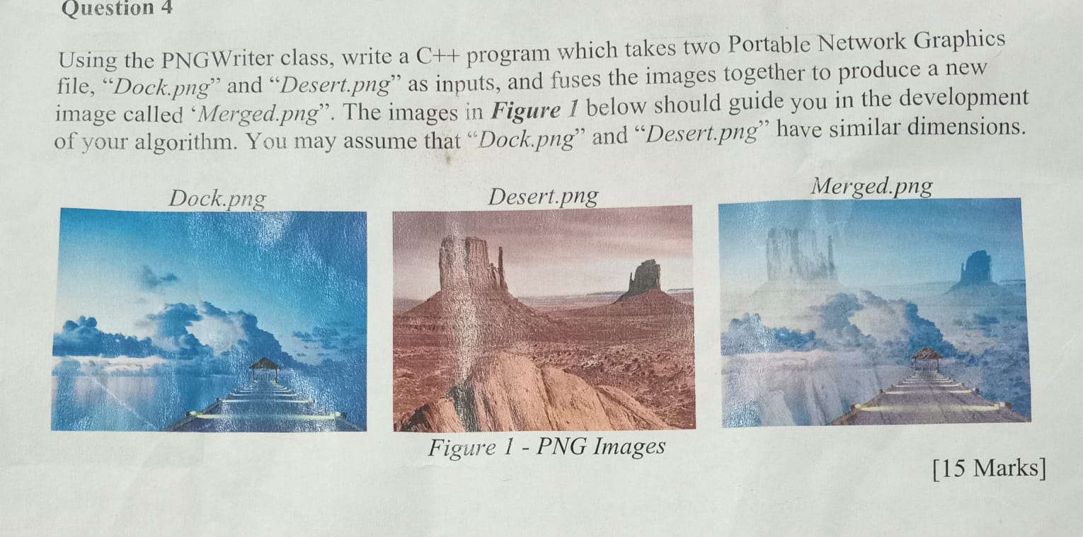 Question 4 Using the PNGWriter class, write a C +
