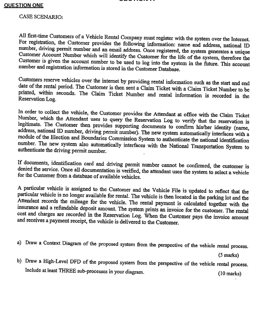 QUESTION ONE CASE SCENARIO: All first - time