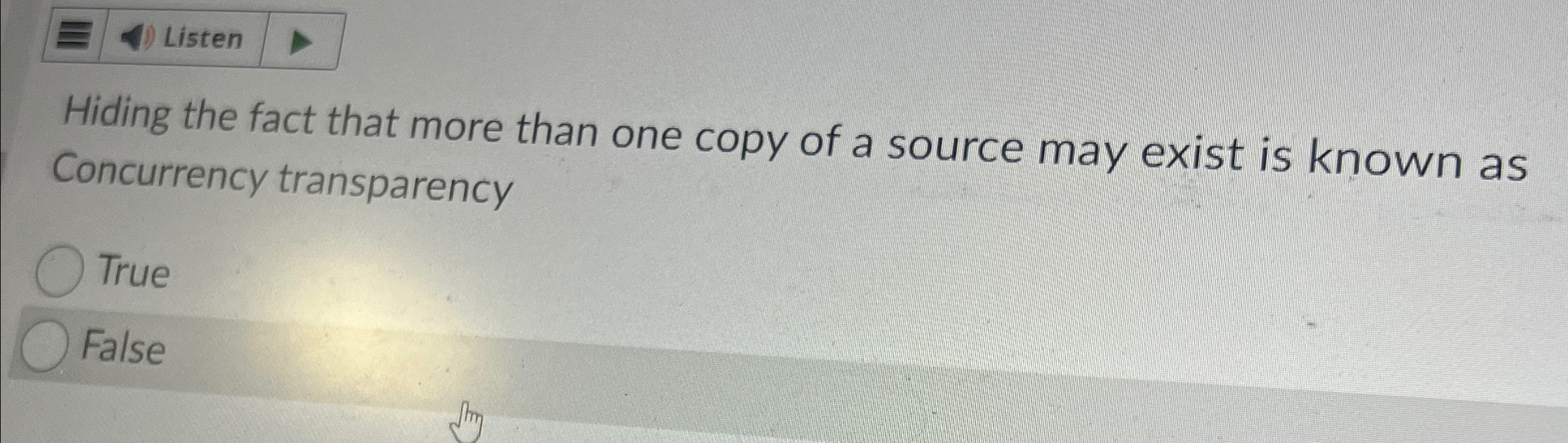 Listen Hiding the fact that more than one copy of