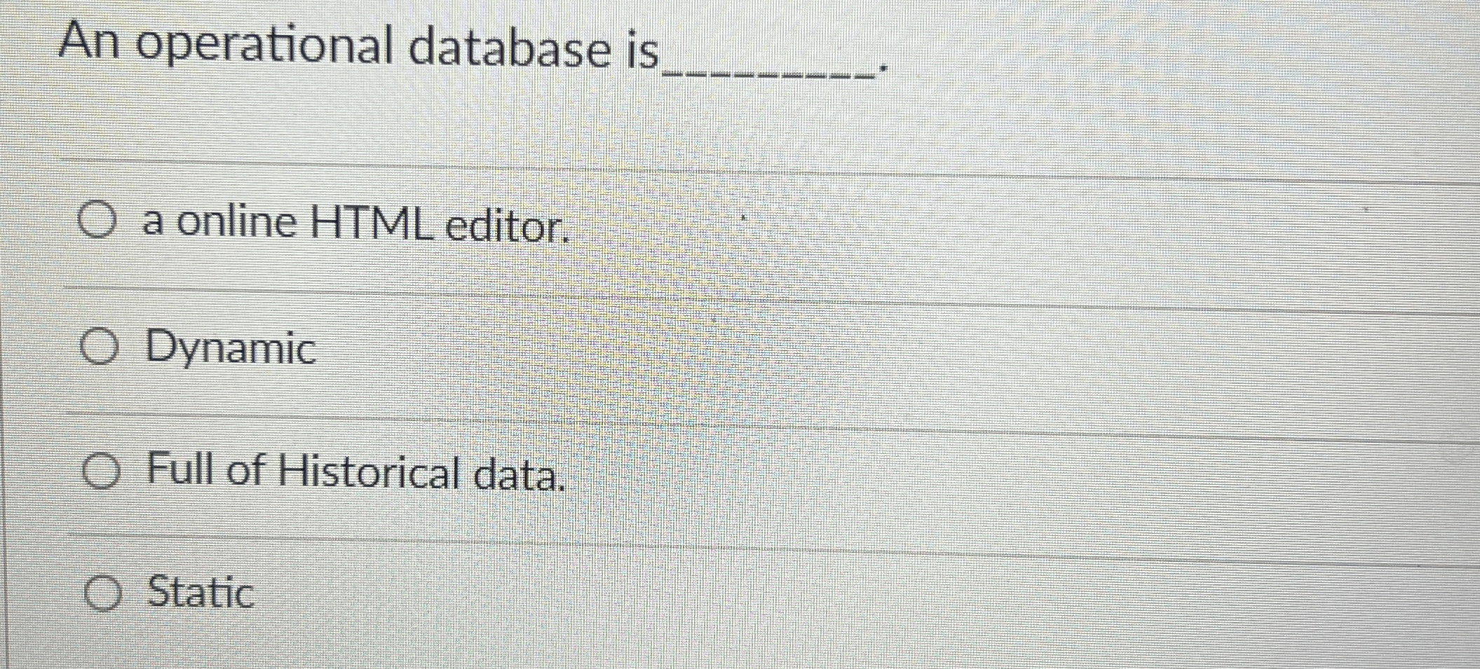 An operational database is q , a online HTML