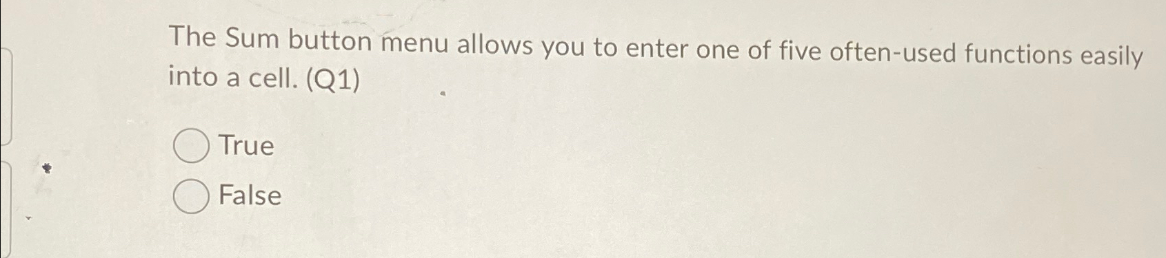 The Sum button menu allows you to enter one of