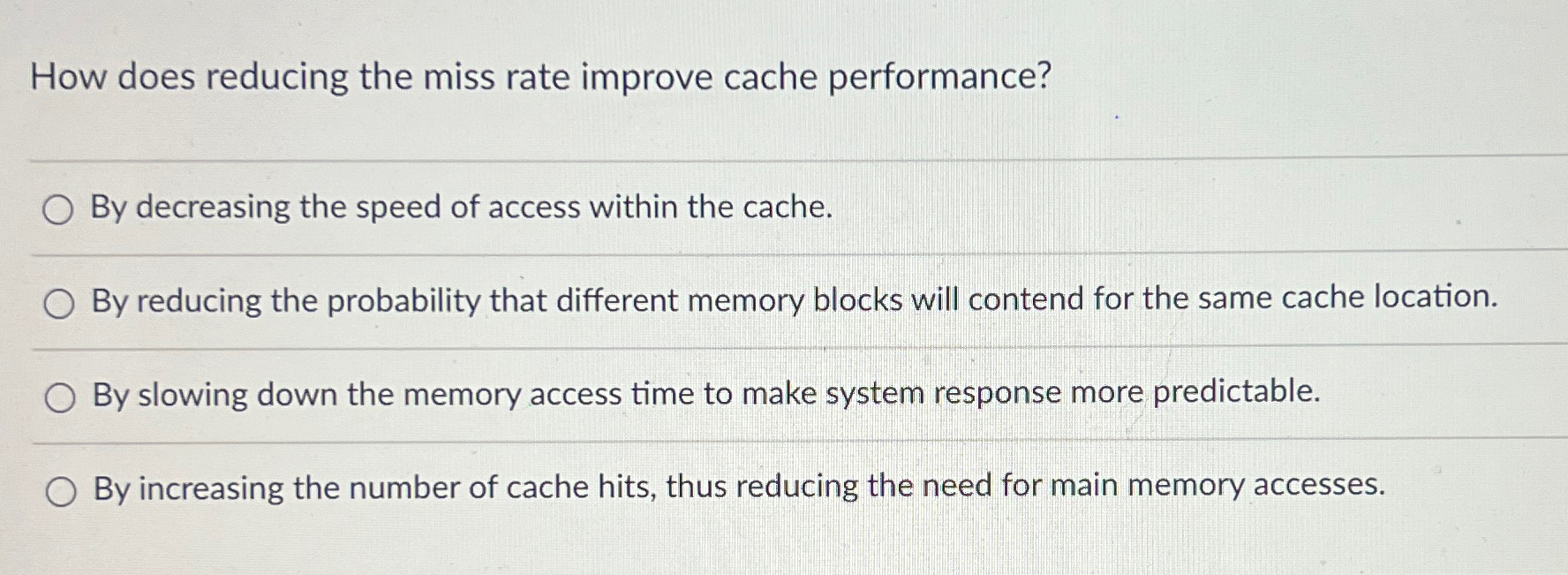 How does reducing the miss rate improve cache