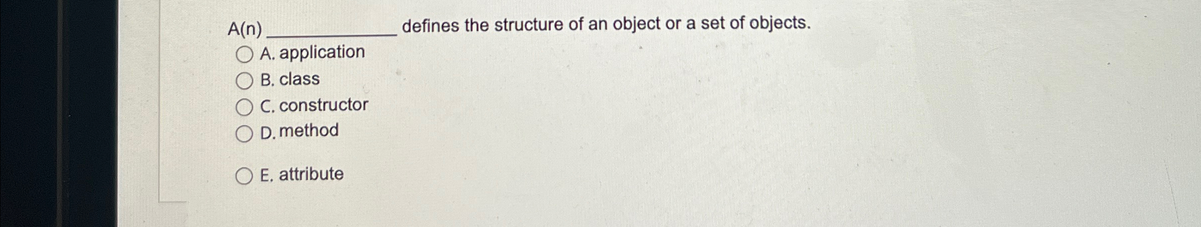 A ( n ) . defines the structure of an object or a