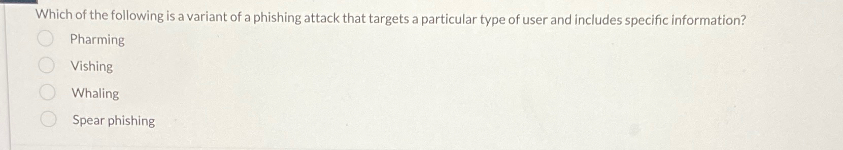 Which of the following is a variant of a phishing