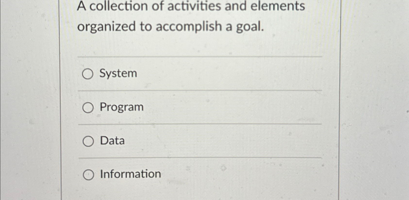 A collection of activities and elements organized