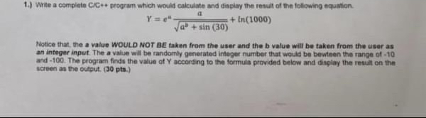 the answer shoud be in c + + program thanks or in