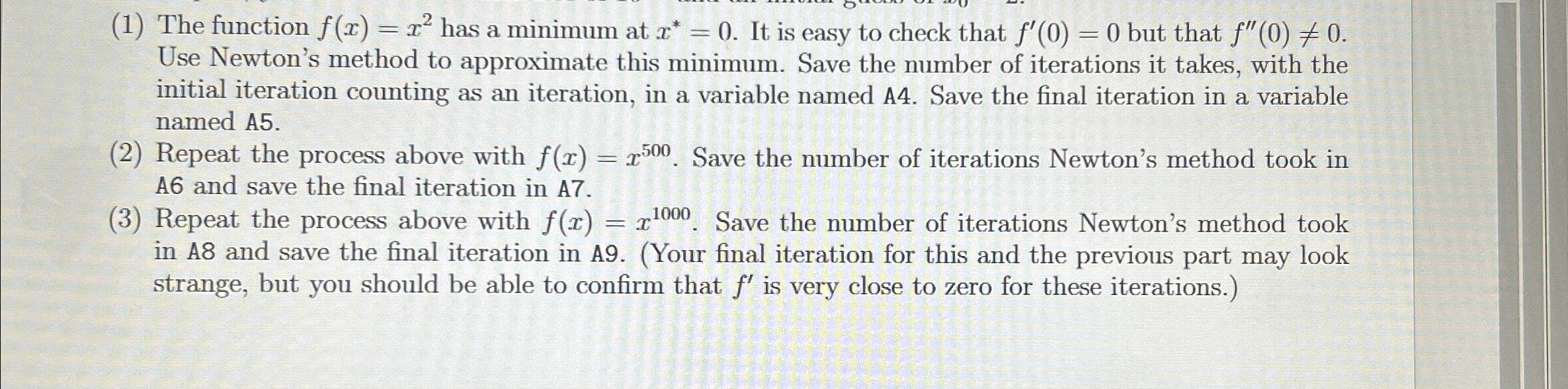 ( 1 ) The function f ( x ) = x 2 has a minimum at