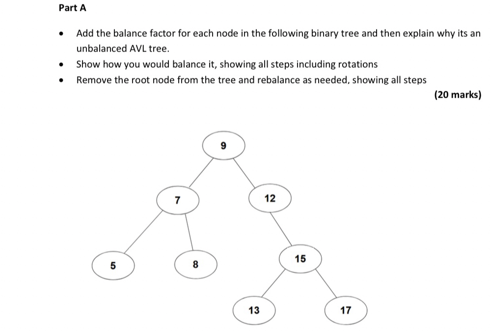 r for each node in the following binary tree and