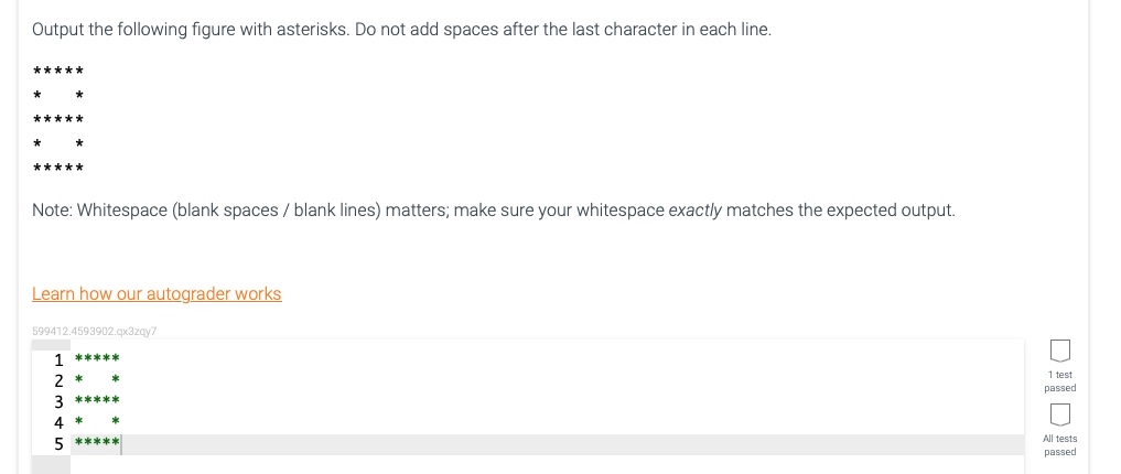Output the following figure with asterisks. Do