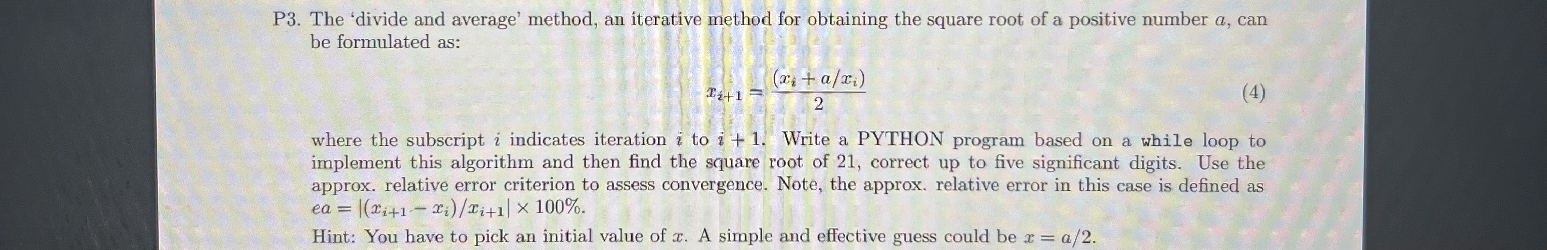 P 3 . The 'divide and average' method, an