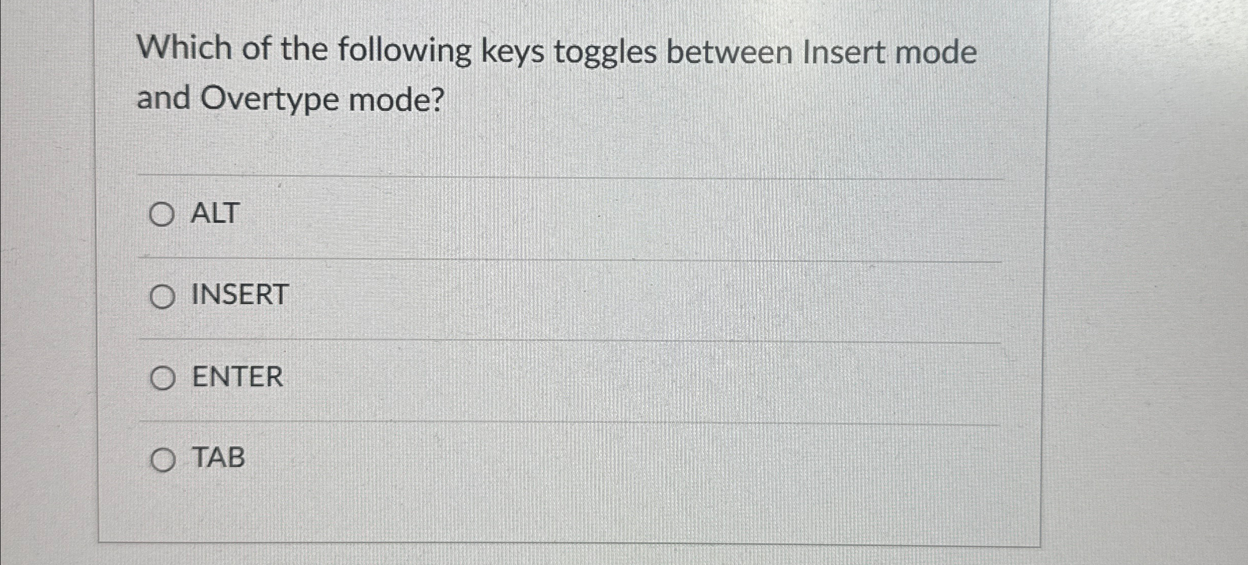 Which of the following keys toggles between