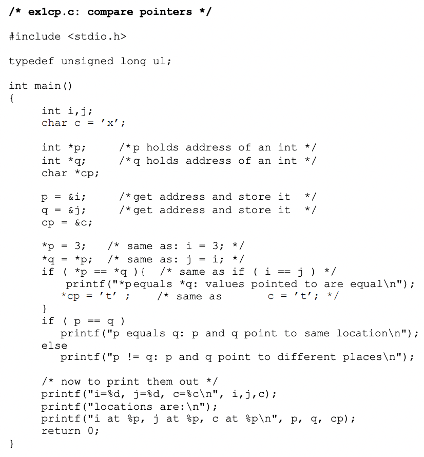 ( C program ) Fix the program. Compare pointers.